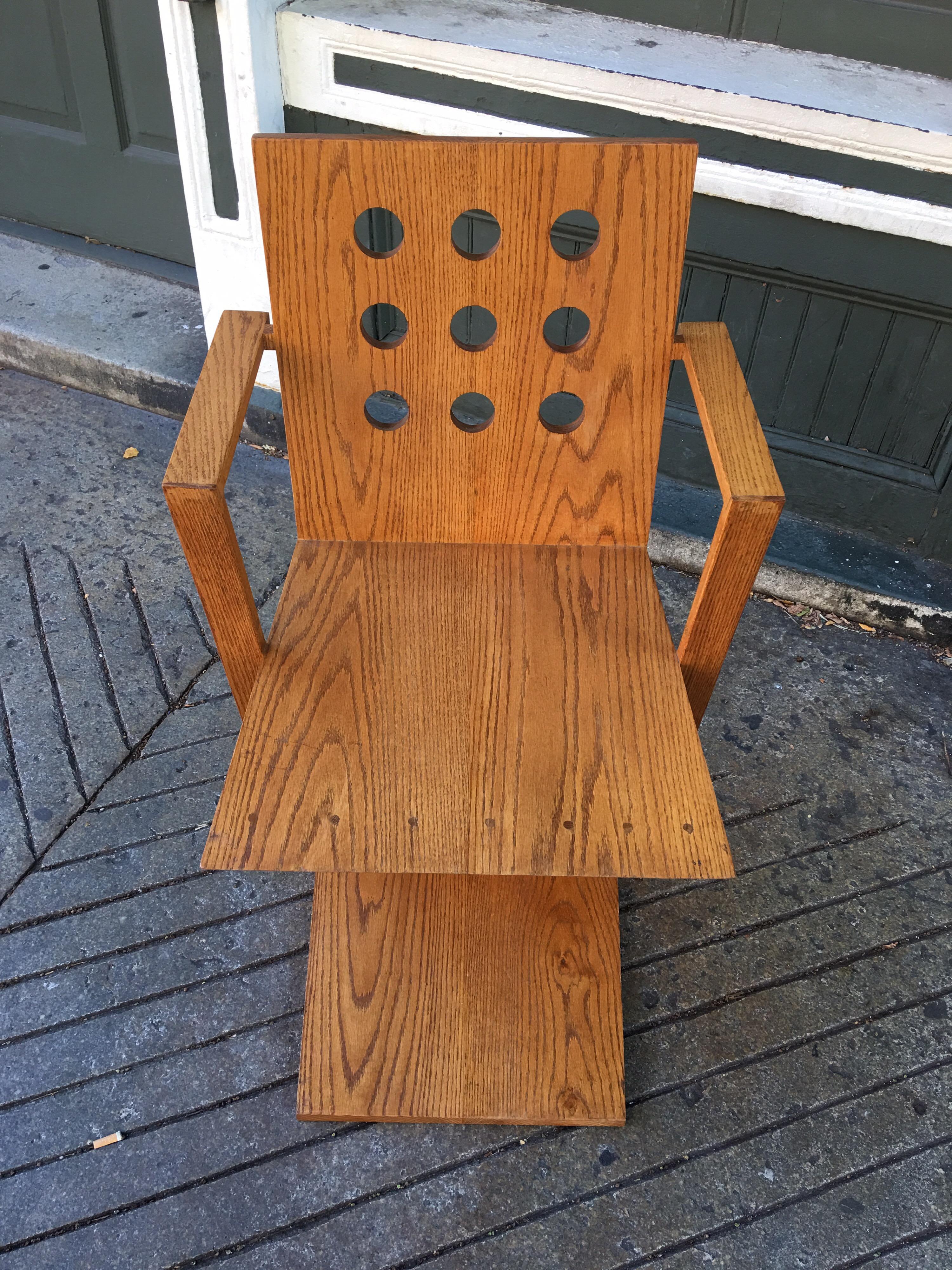 Gerrit Rietveld Style Oak Chair 1