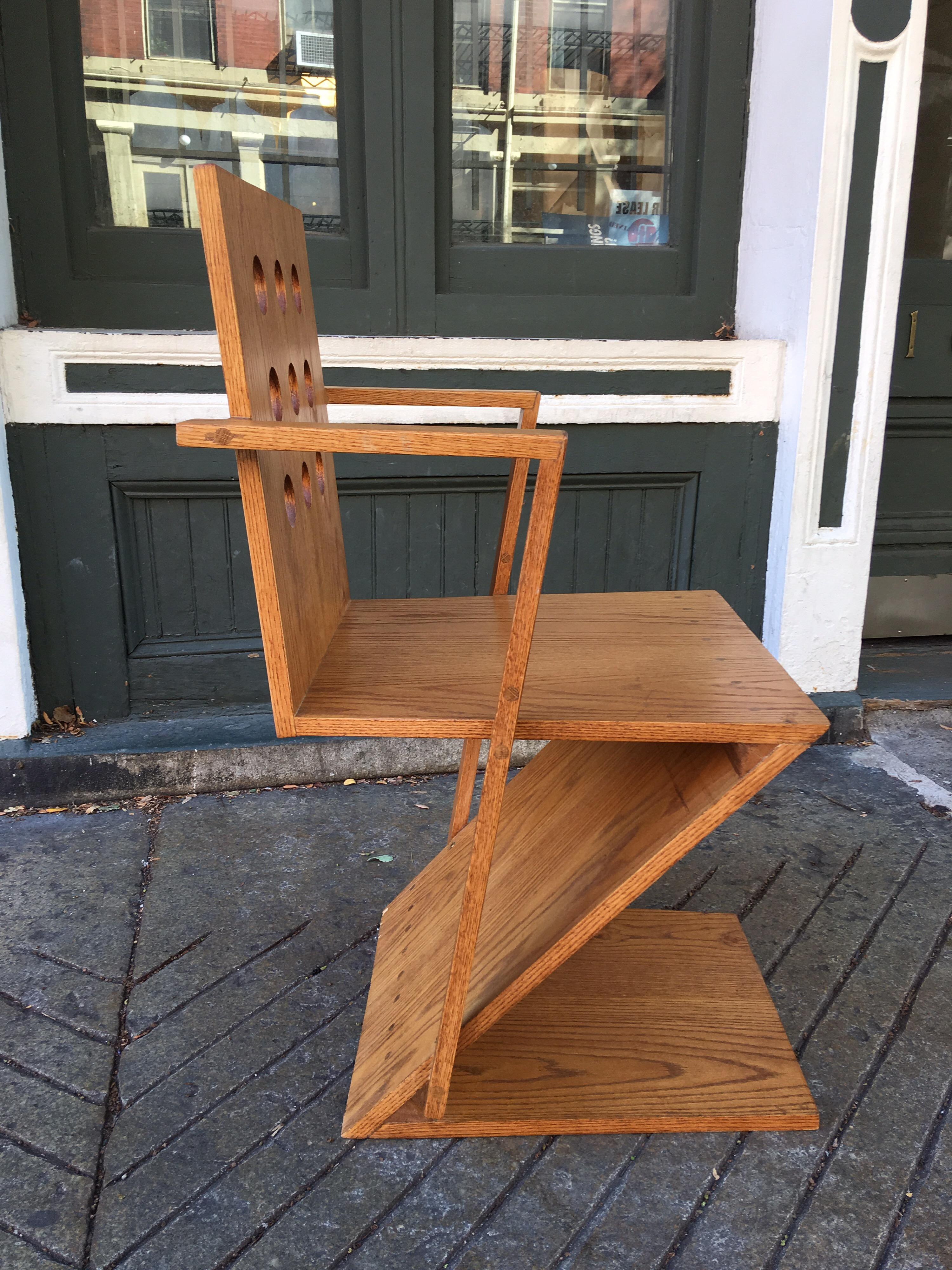 Gerrit Rietveld Style Oak Chair 3