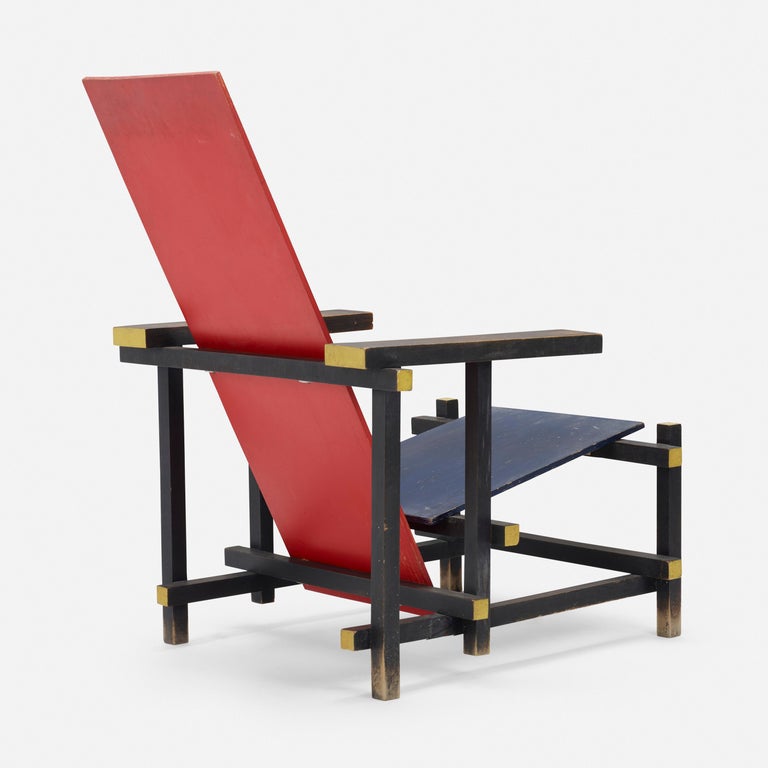 Gerrit Rietveld, chaise rouge et bleue / Authentique chaise En vente sur  1stDibs