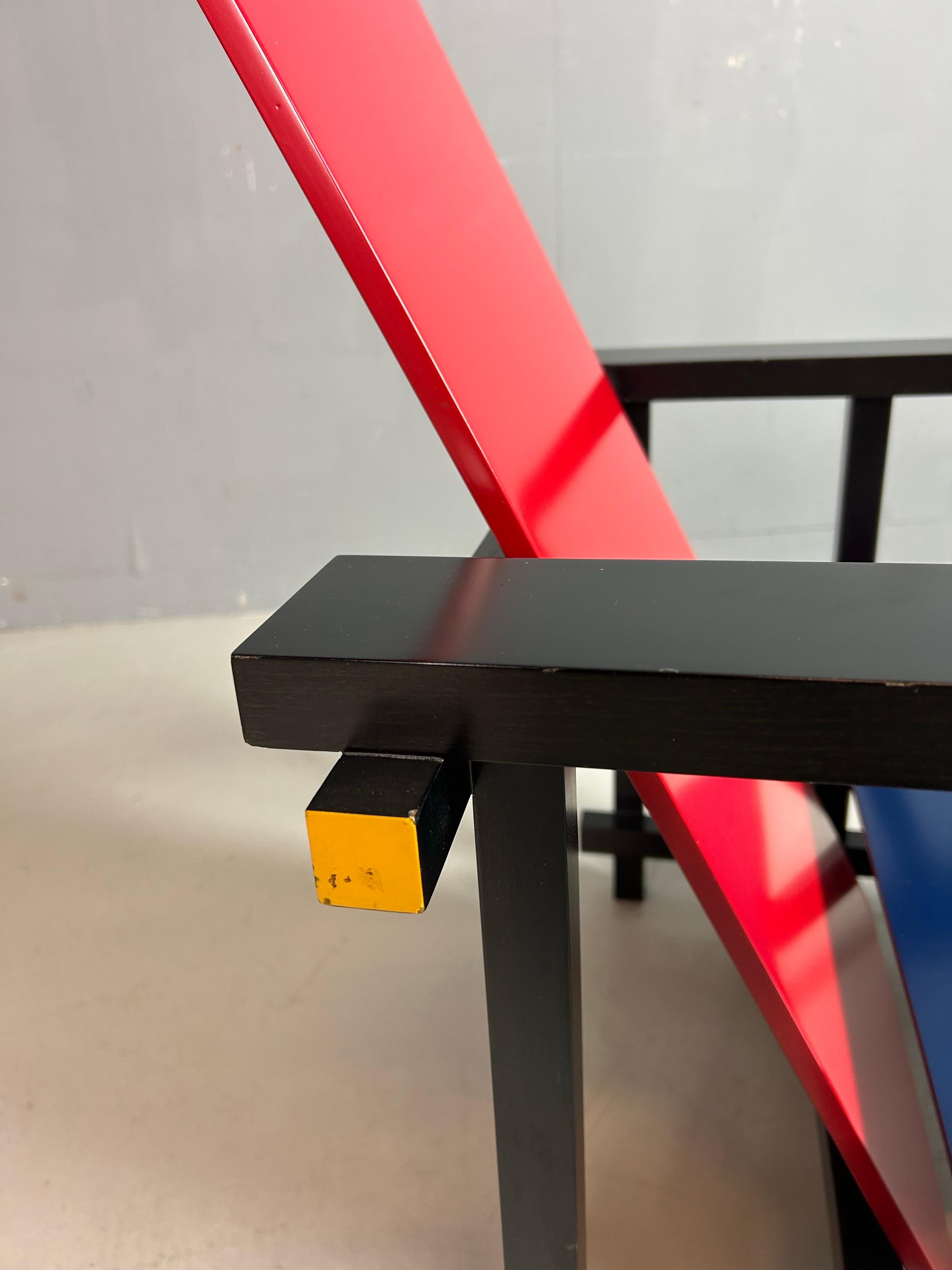 Gerrit Rietveld Red and Blue Chair by Cassina For Sale 5