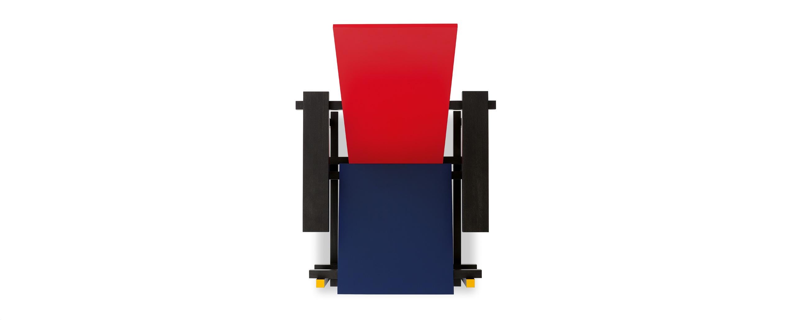 Chair designed by Gerrit Rietveld in 1918. Relaunched in 1973.
Manufactured by Cassina in Italy.

A sculptural seat with a pure and rationalist form, this chair became an authentic Manifesto for Neoplasticism, embraced by the Dutch De Stijl