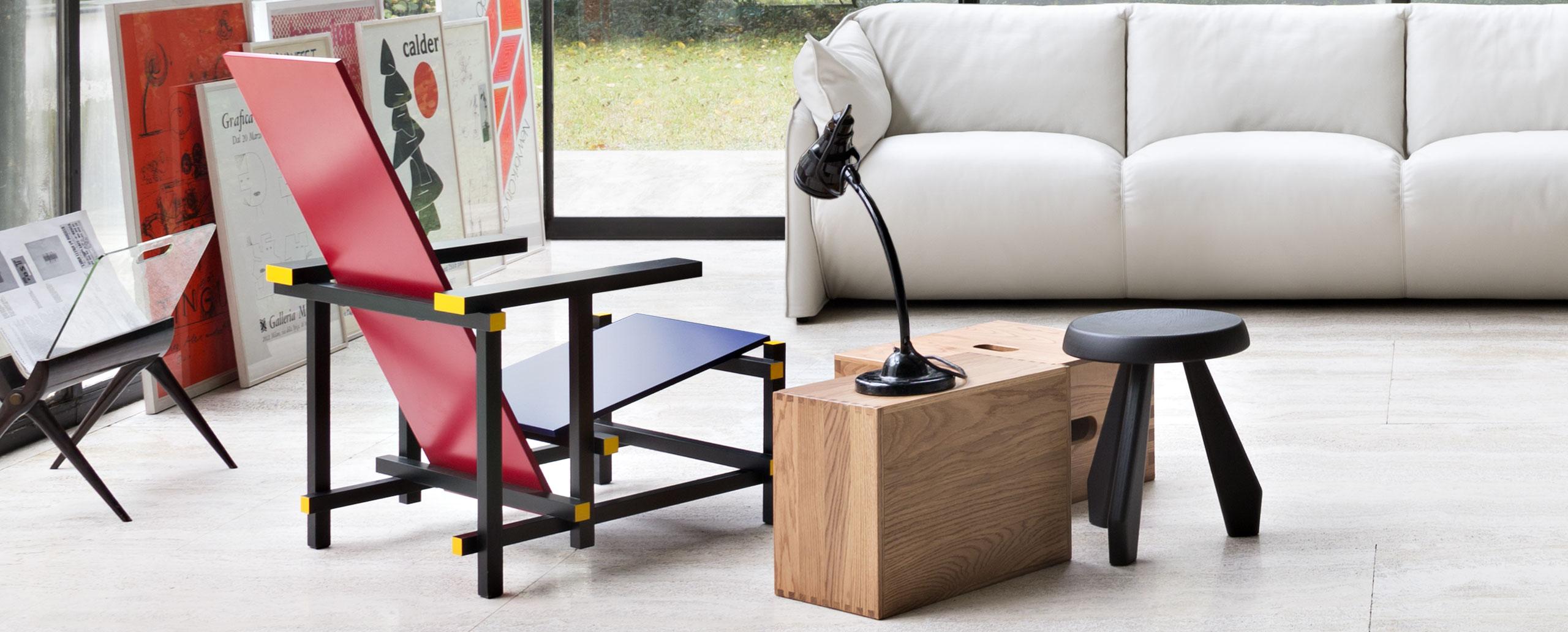 Italiano Sedia Gerrit Rietveld Red and Blue di Cassina in vendita