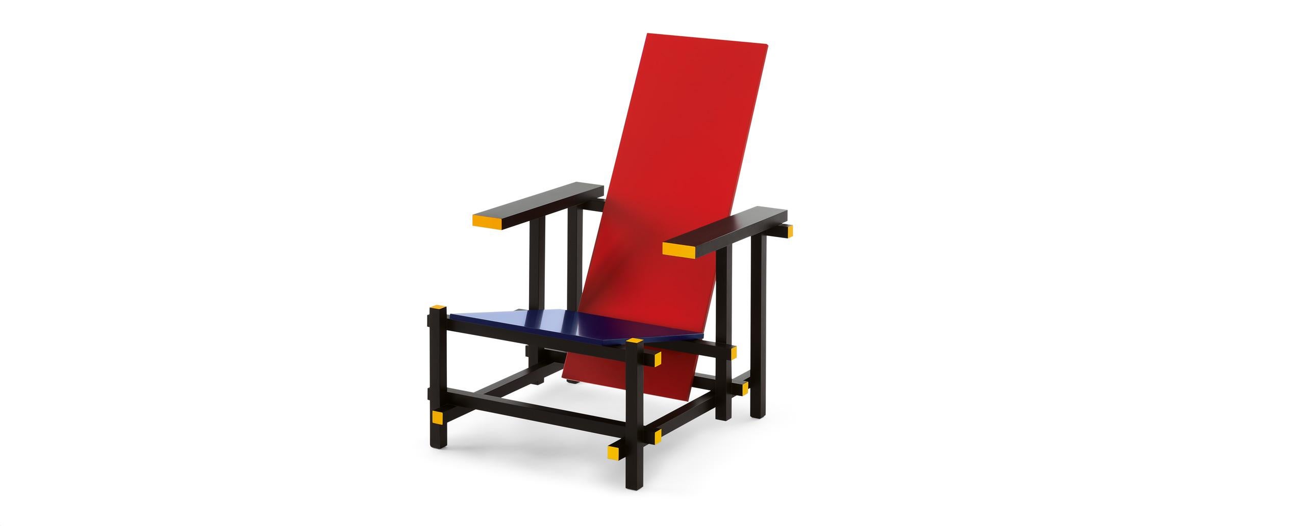 Italian Gerrit Rietveld Red and Blue Chair by Cassina