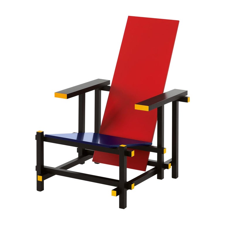 Gerrit Rietveld Red and Blue Chair by Cassina For Sale