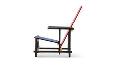 Gerrit Rietveld Red and Blue Chair for Cassina, Italy, new