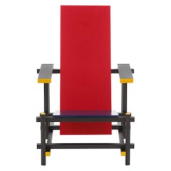 Gerrit Rietveld Red and Blue Chair for Cassina, Italy, new