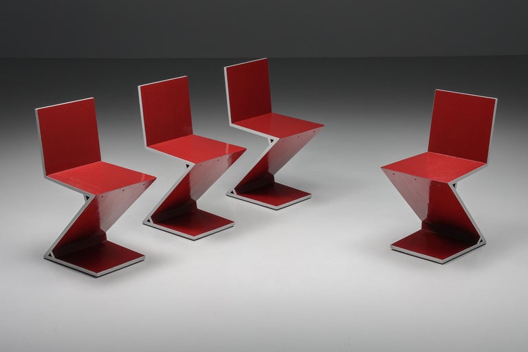 Gerrit Rietveld; Cassina; Italy; Dutch design; Mid-Century Modern; 

The inconic 'Zig Zag Chair' was designed by Gerrit Thomas Rietveld in 1934. Relaunched in 1973/ 2011 and manufactured by Cassina in Italy. This contemporary edition is red with