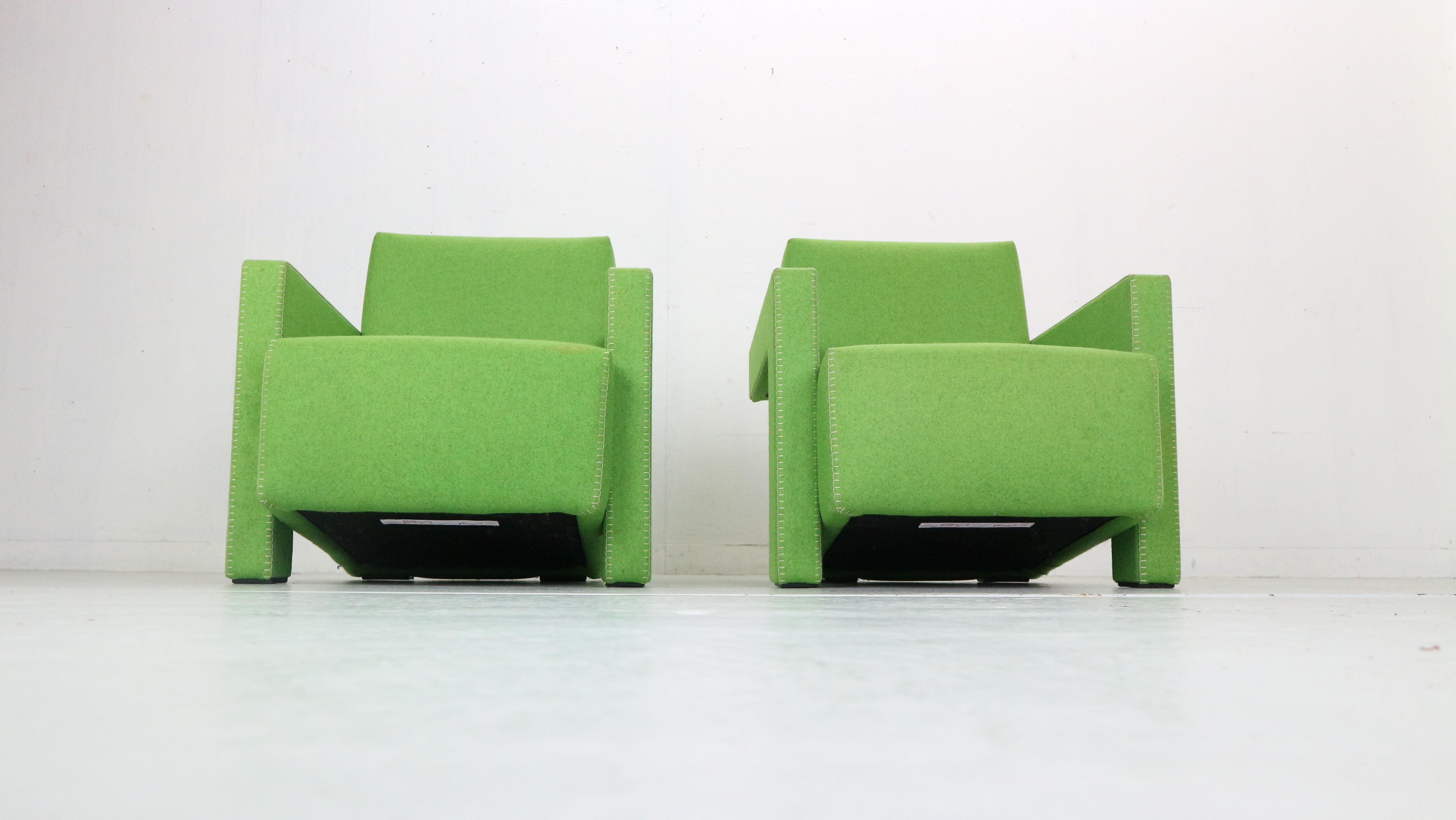 Mid-Century Modern Gerrit Rietveld Set of 2 Green 