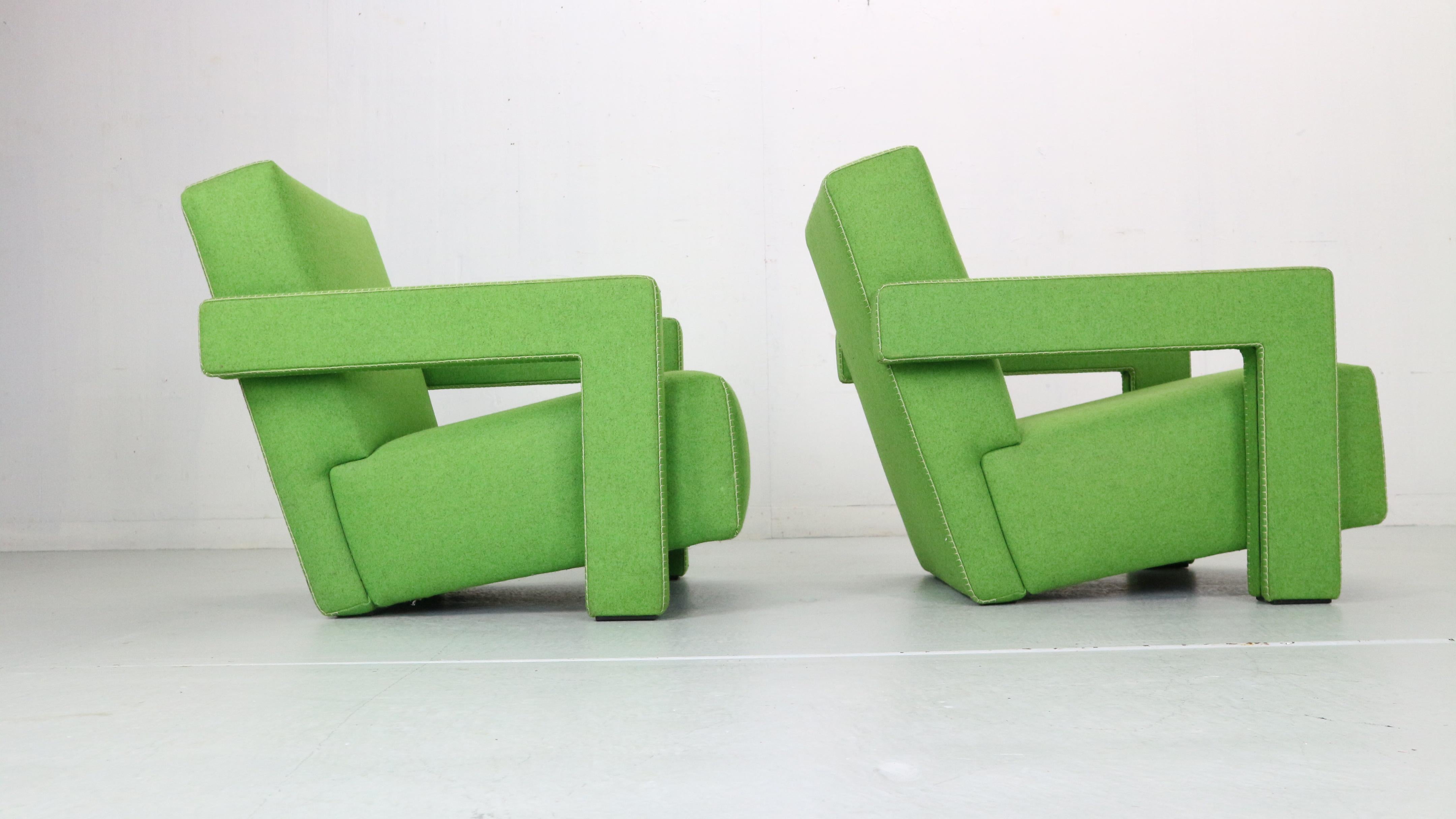 Late 20th Century Gerrit Rietveld Set of 2 Green 