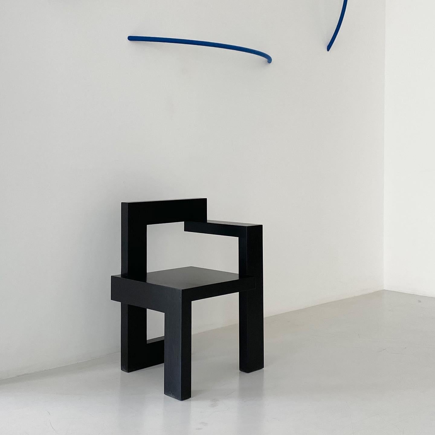 Manufactured by Spectrum.

The Steltman chair is part of the Rietveld Originals collection, which is exclusively and globally managed by Spectrum.

Gerrit Rietveld designed his last chair for jeweller Steltman’s shop at the age of 75. With this