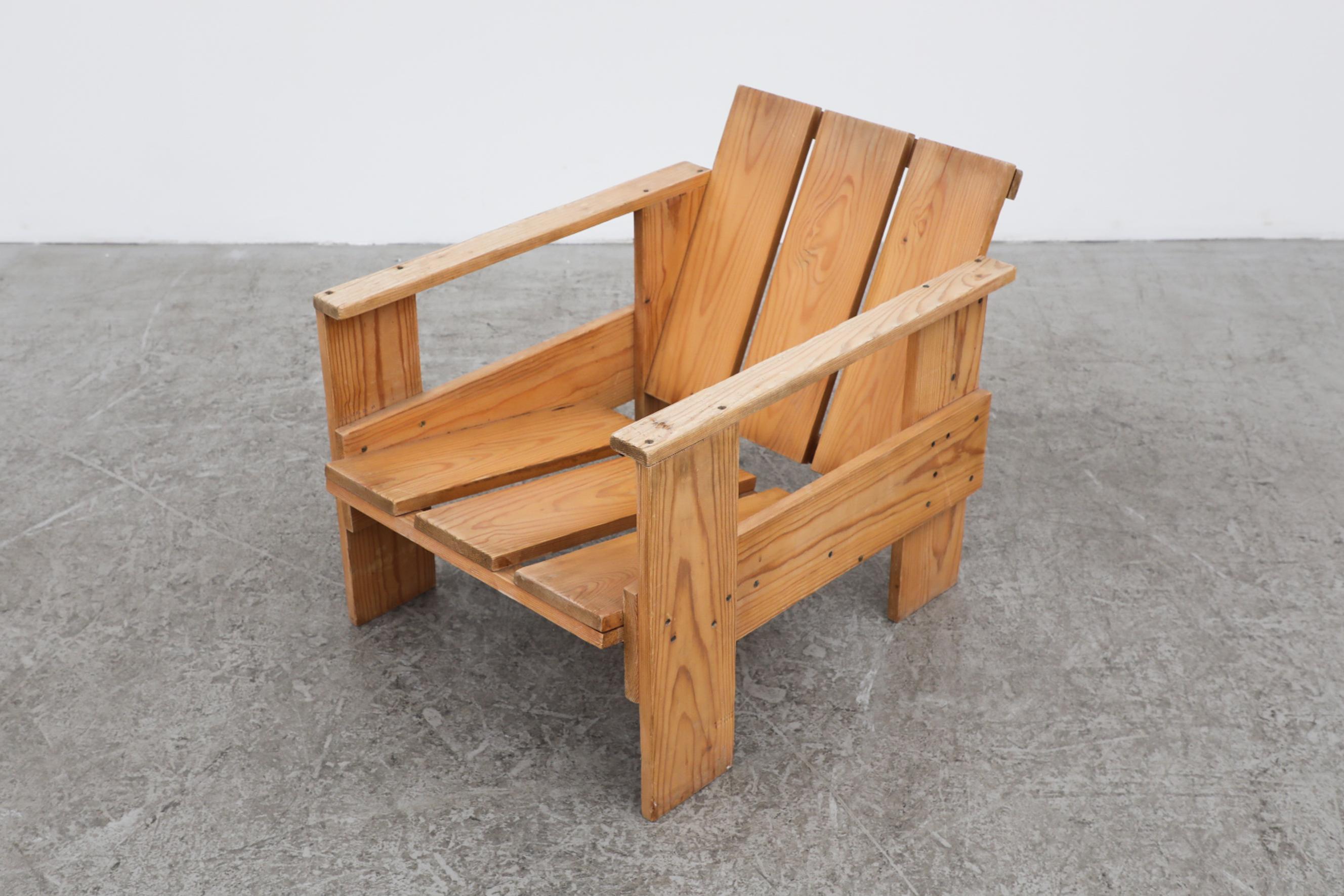 20th Century Gerrit Rietveld Style Crate Chair