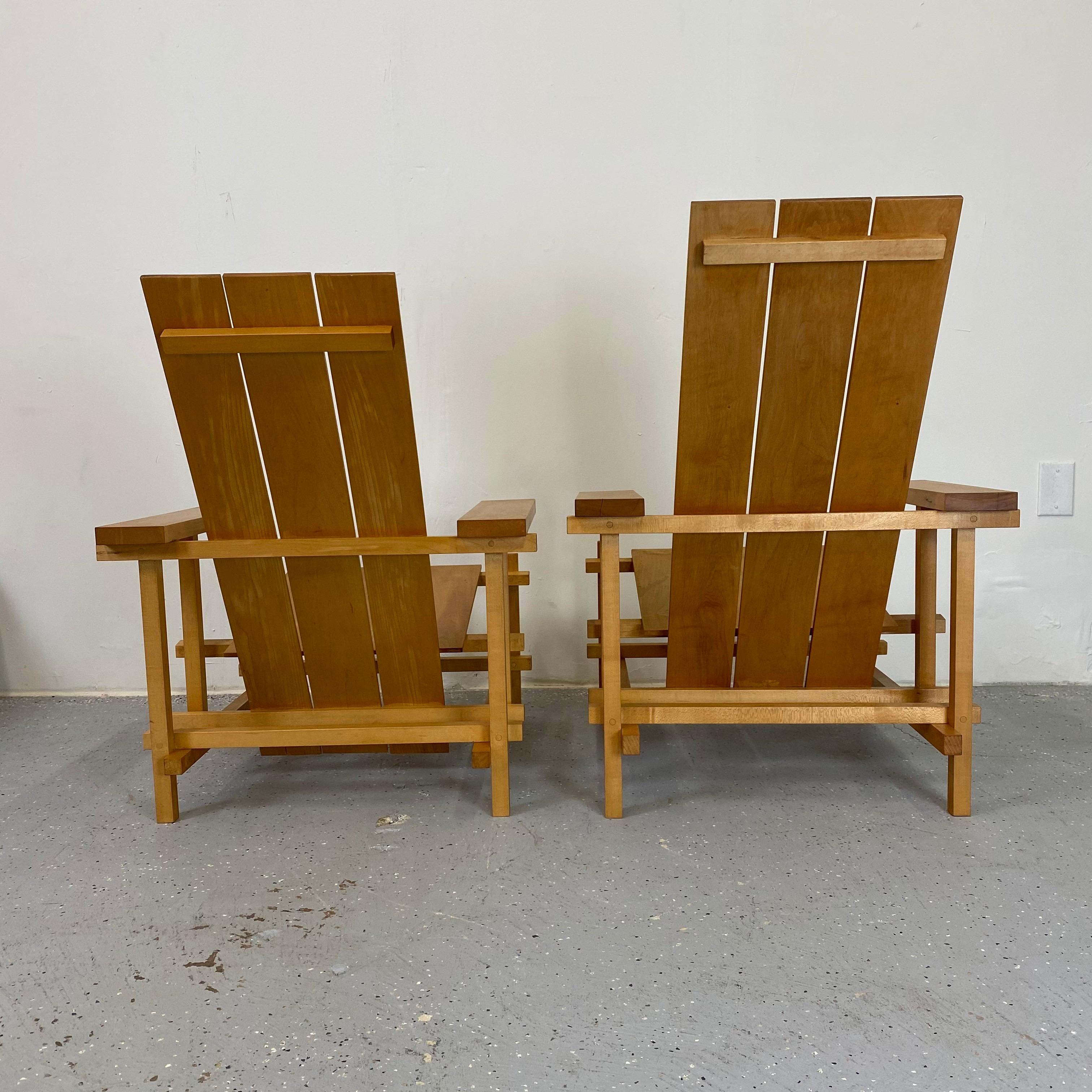 Gerrit Rietveld Style Lounge Chairs, a Pair In Good Condition In Raleigh, NC