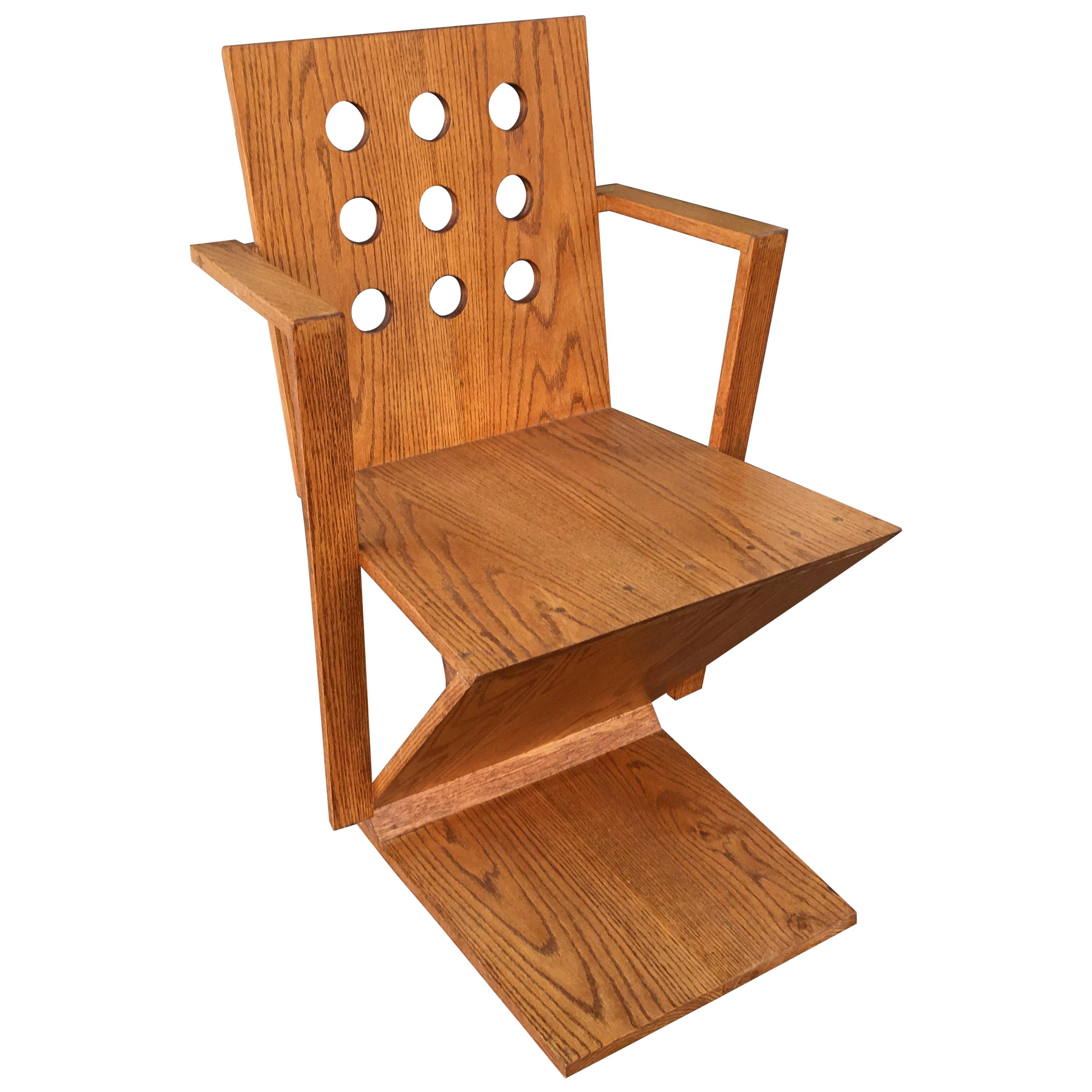 Gerrit Rietveld Style Oak Chair