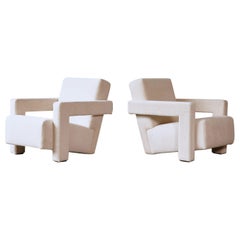 Gerrit Rietveld Utrecht Armchairs, Cassina, Newly Upholstered in Alpaca