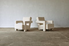 Gerrit Rietveld Utrecht Armchairs, Cassina, Newly Upholstered in Pure Alpaca