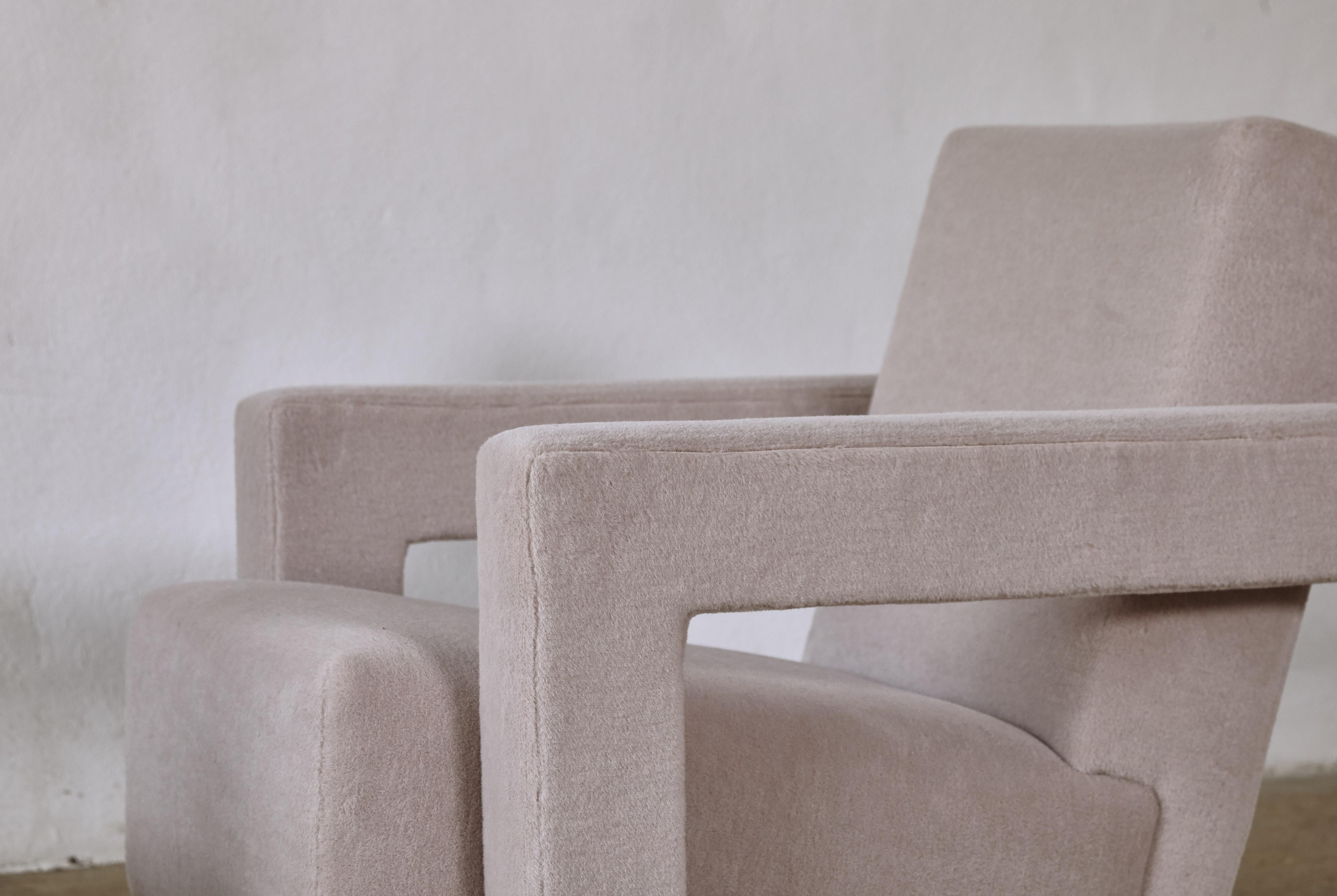 Gerrit Rietveld Utrecht Armchairs, Cassina, Newly Upholstered in Pure Alpaca 3