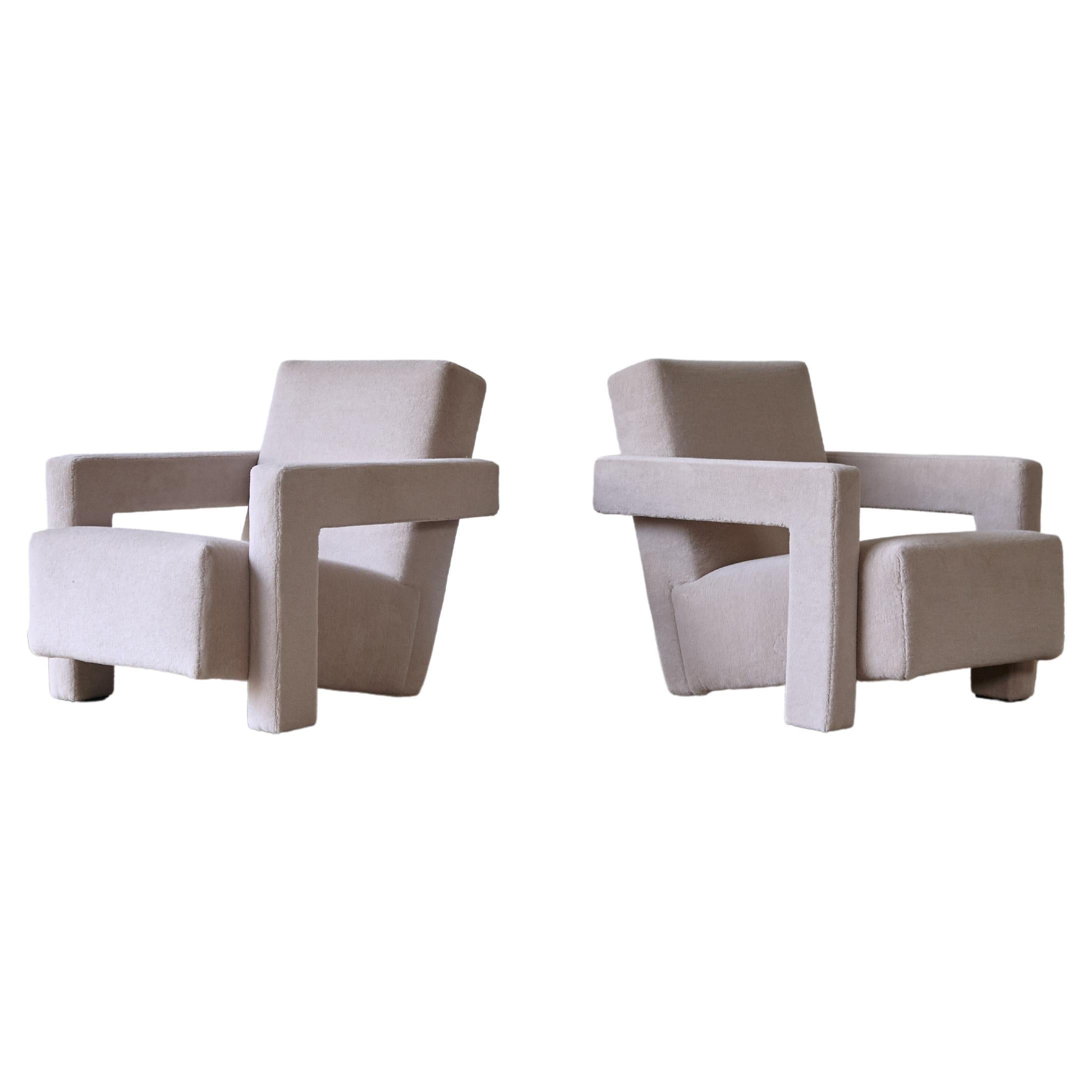 Gerrit Rietveld Utrecht Armchairs, Cassina, Newly Upholstered in Pure Alpaca