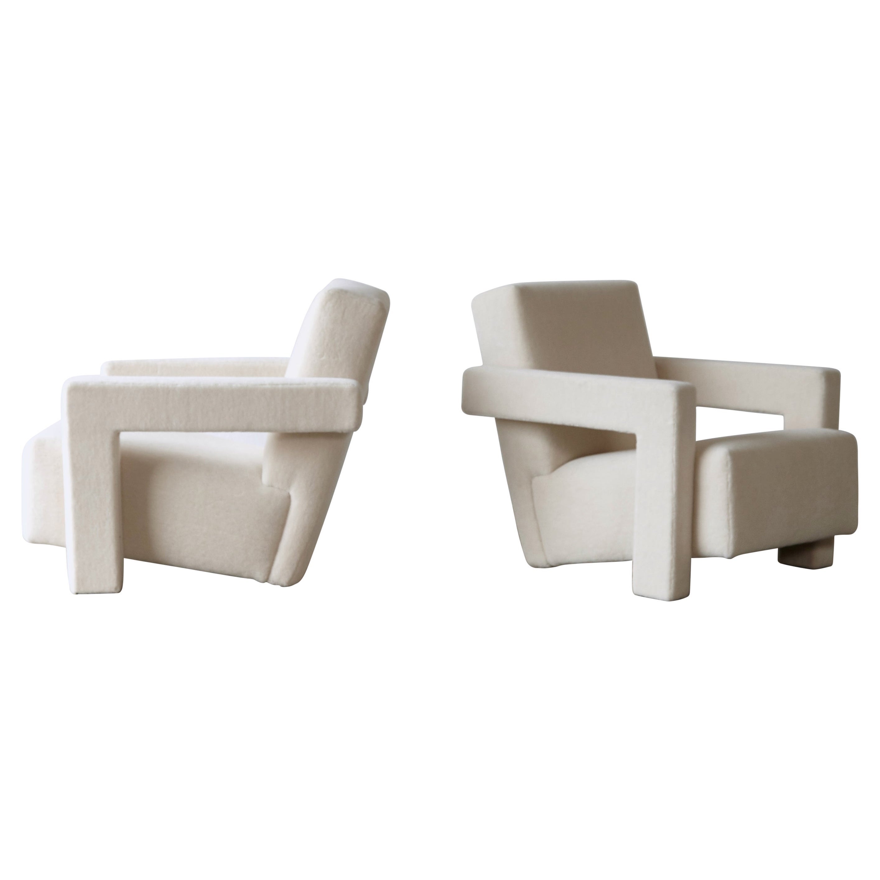 Gerrit Rietveld Utrecht Chairs, Cassina, Newly Upholstered in Pure Alpaca