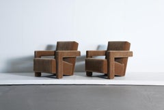 Gerrit Rietveld Utrecht Chairs, Cassina, Newly Upholstered in Pure Mohair