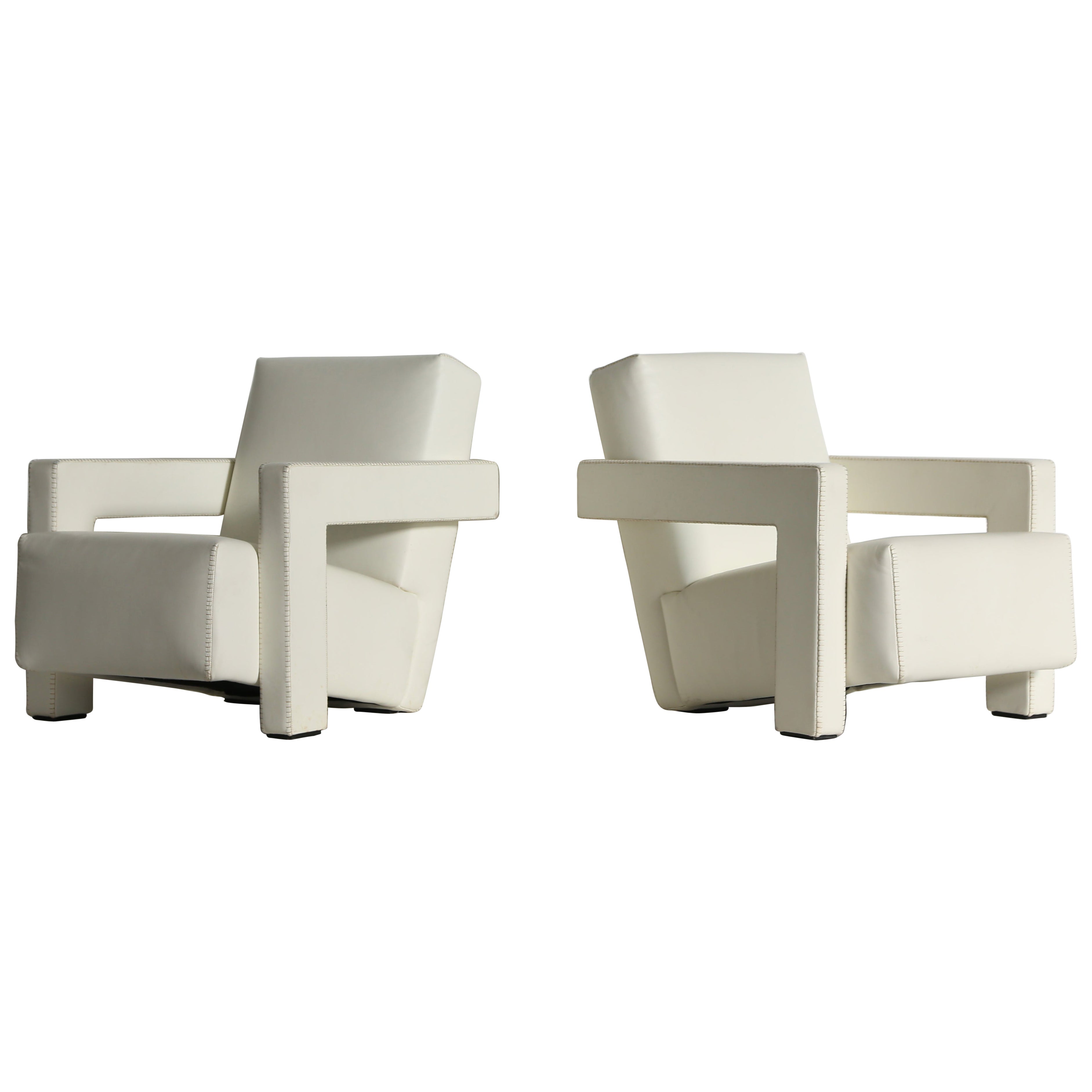 Gerrit Rietveld Utrecht Chairs, Cassina, Original Leather For Sale