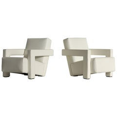 Gerrit Rietveld Utrecht Chairs, Cassina, Original Leather