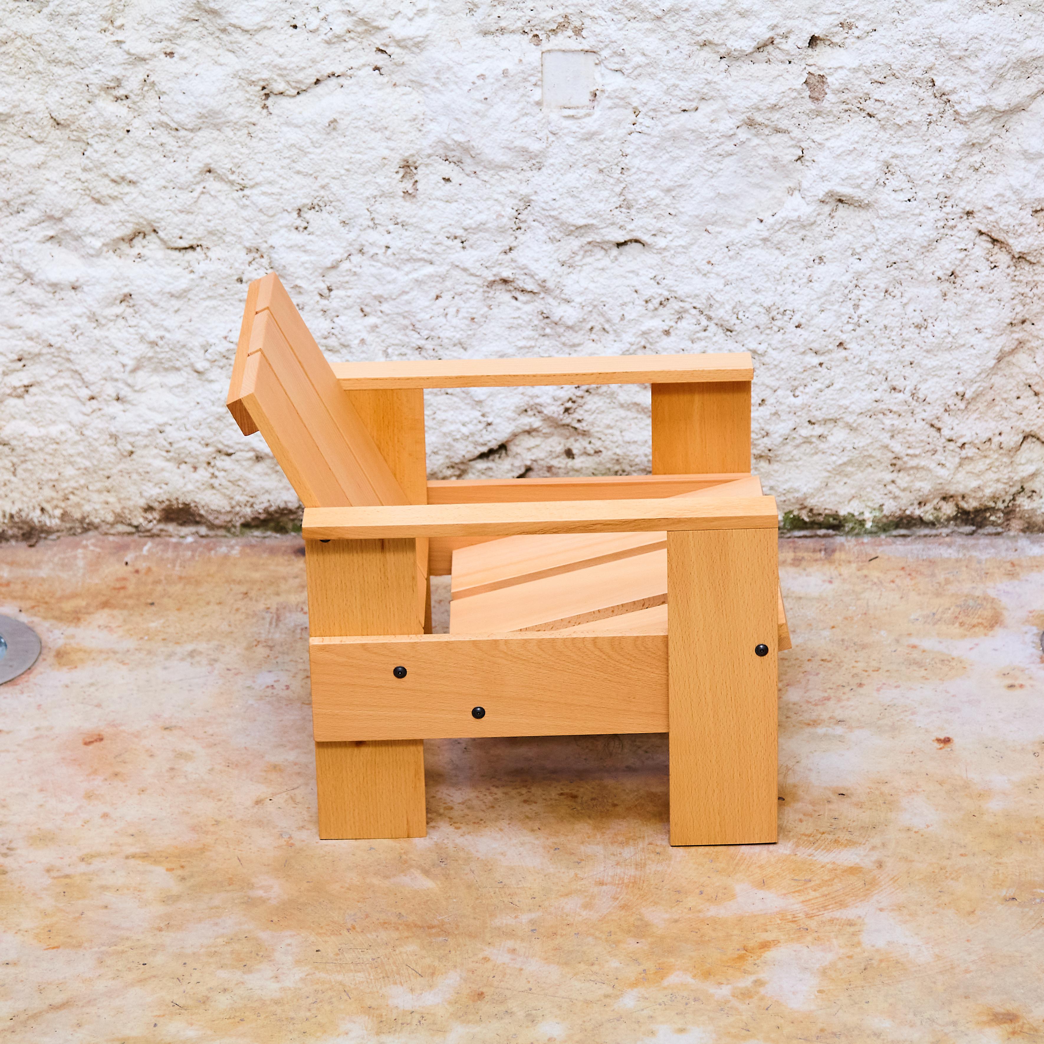 Mid-Century Modern Gerrit Rietveld Wood Child Armchair 'Crate' by Rietveld by Rietveld, circa 2005 For Sale