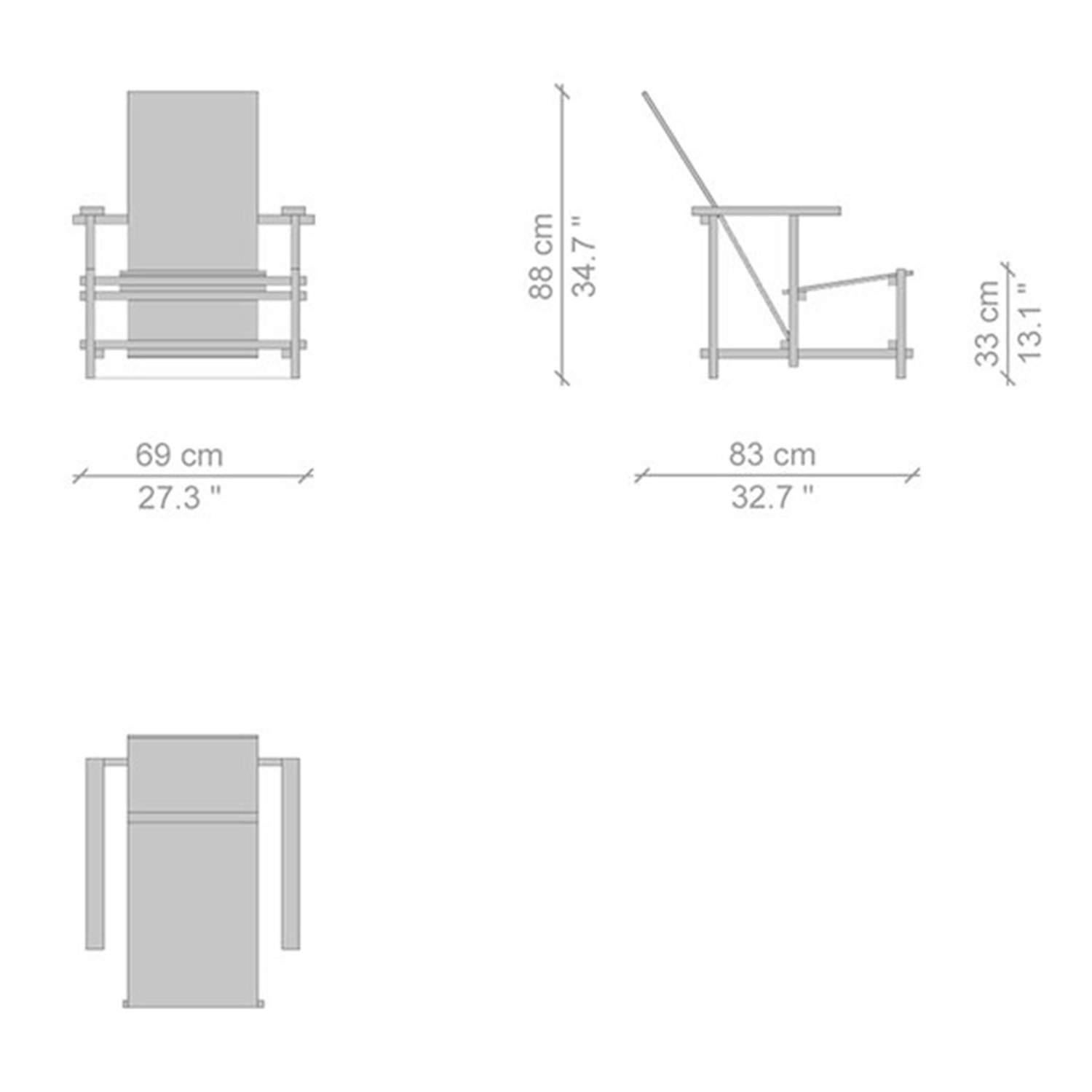 Gerrit Rietveld version Zeilmaker de la chaise noire, rouge et bleue par Cassina en vente 3