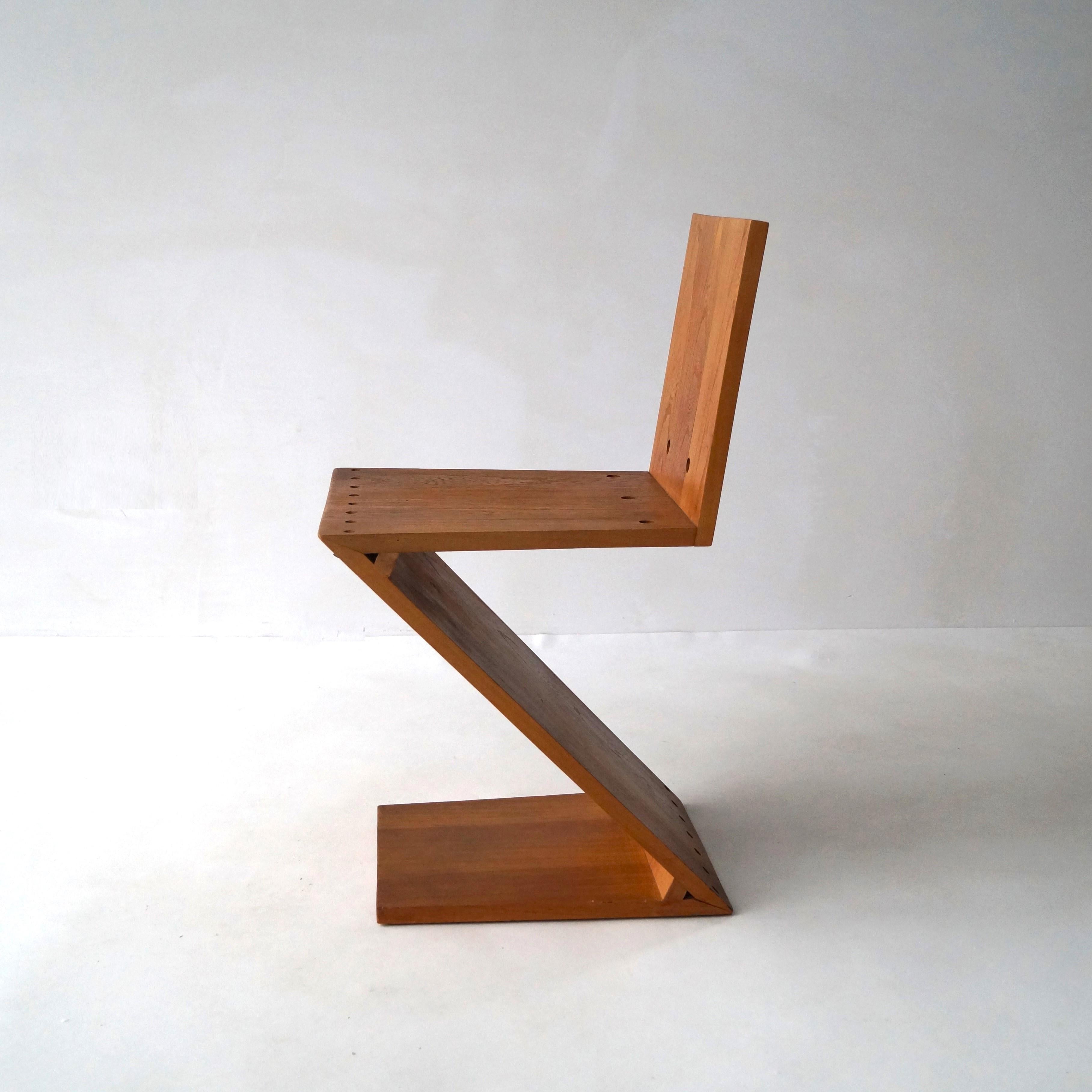 Hand-Crafted Gerrit Rietveld Zig Zag chair by G.A. van de Groenekan, late 1950s