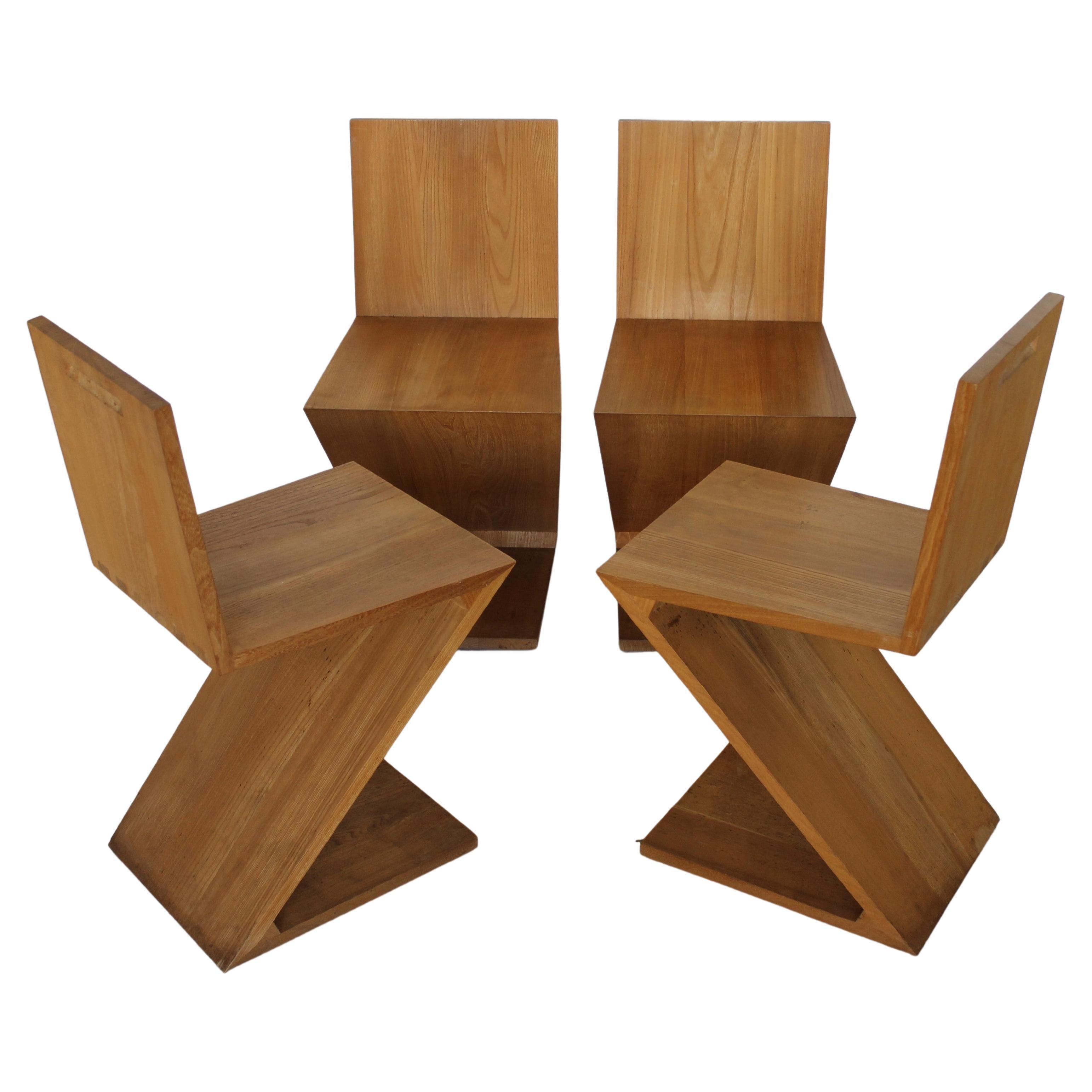  Gerrit Rietveld "Zig-Zag" Chairs by Cassina, Italy 1973 'Four Available'