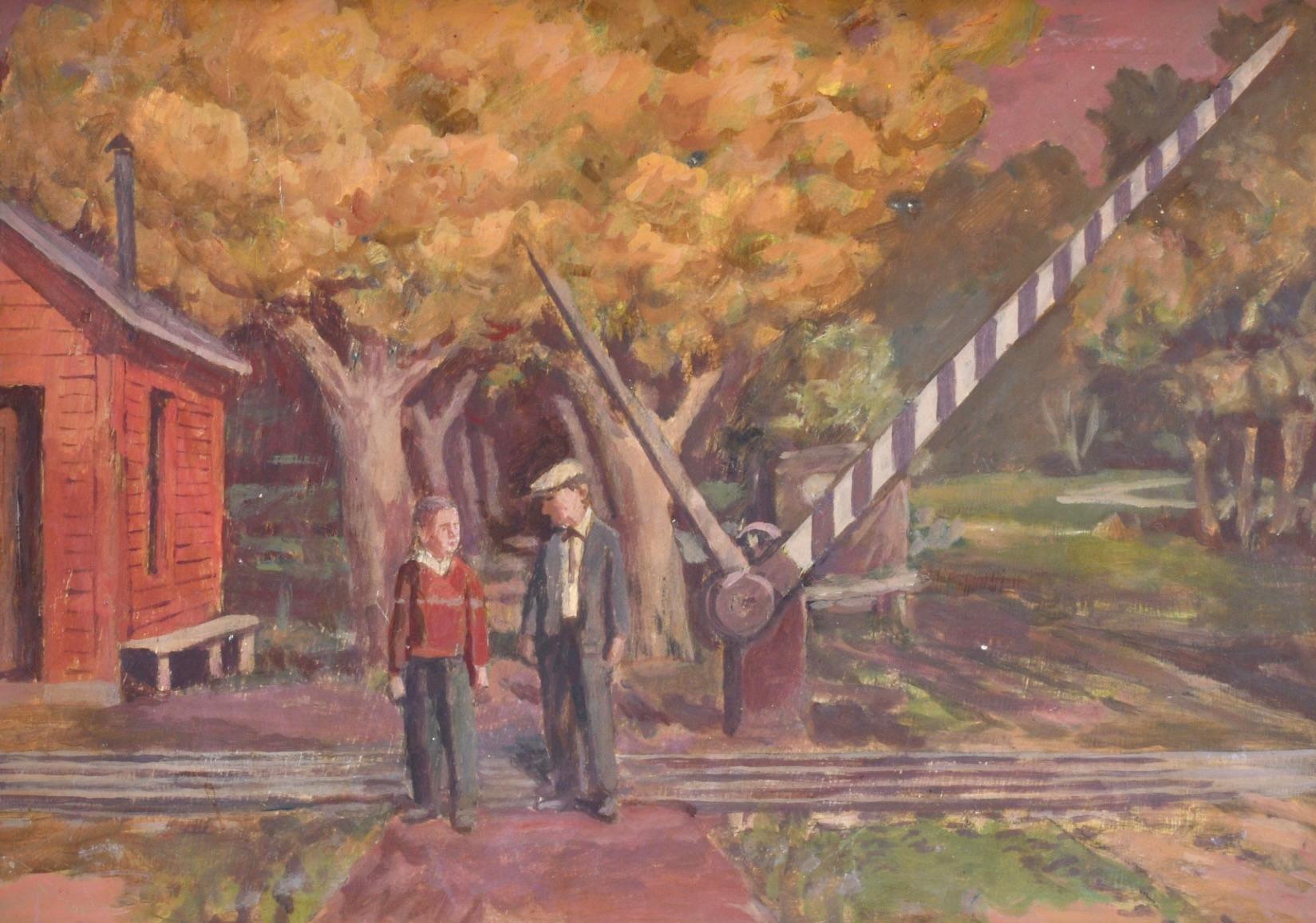 Figurative Painting de Gerrit  Van Sinclair - Gerrit Van Sinclair Mediados del siglo XX Escena americana WPA Regionalismo Realismo Años 40