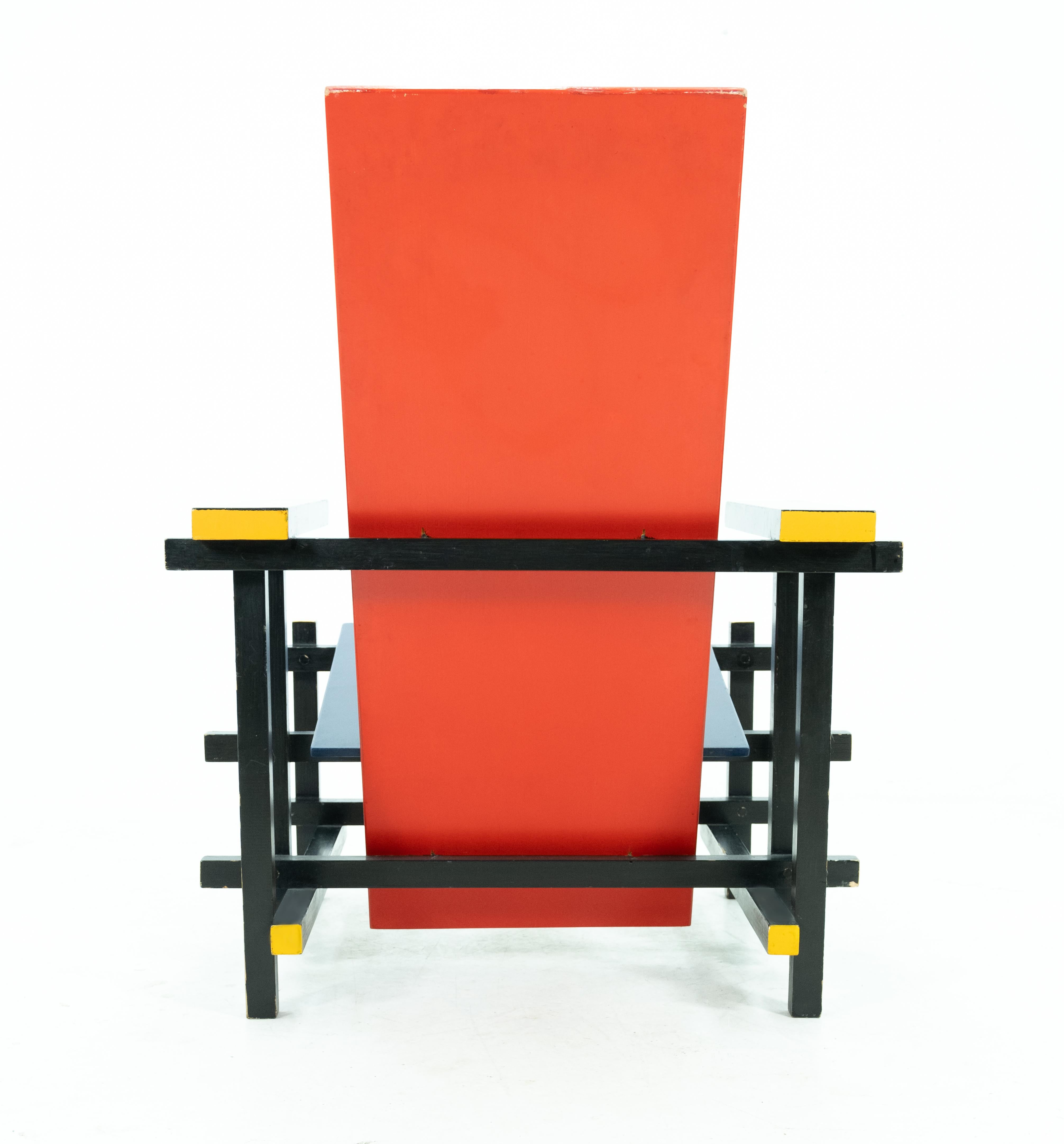 Dutch Gerrit T Rietveld style Red and Blue Armchair