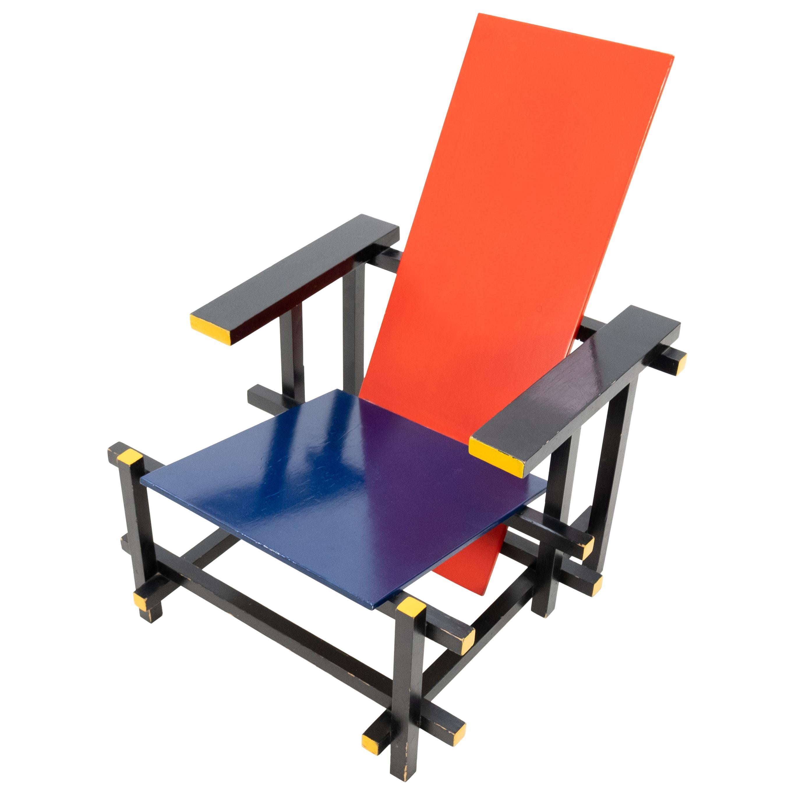Gerrit T Rietveld style Red and Blue Armchair