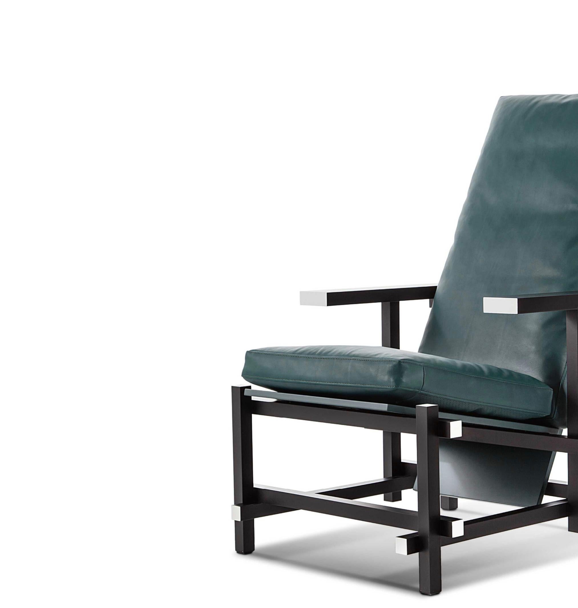 Mid-Century Modern Fauteuil noir, rouge et bleu de Gerrit Thomas Rietveld pour Cassina en vente