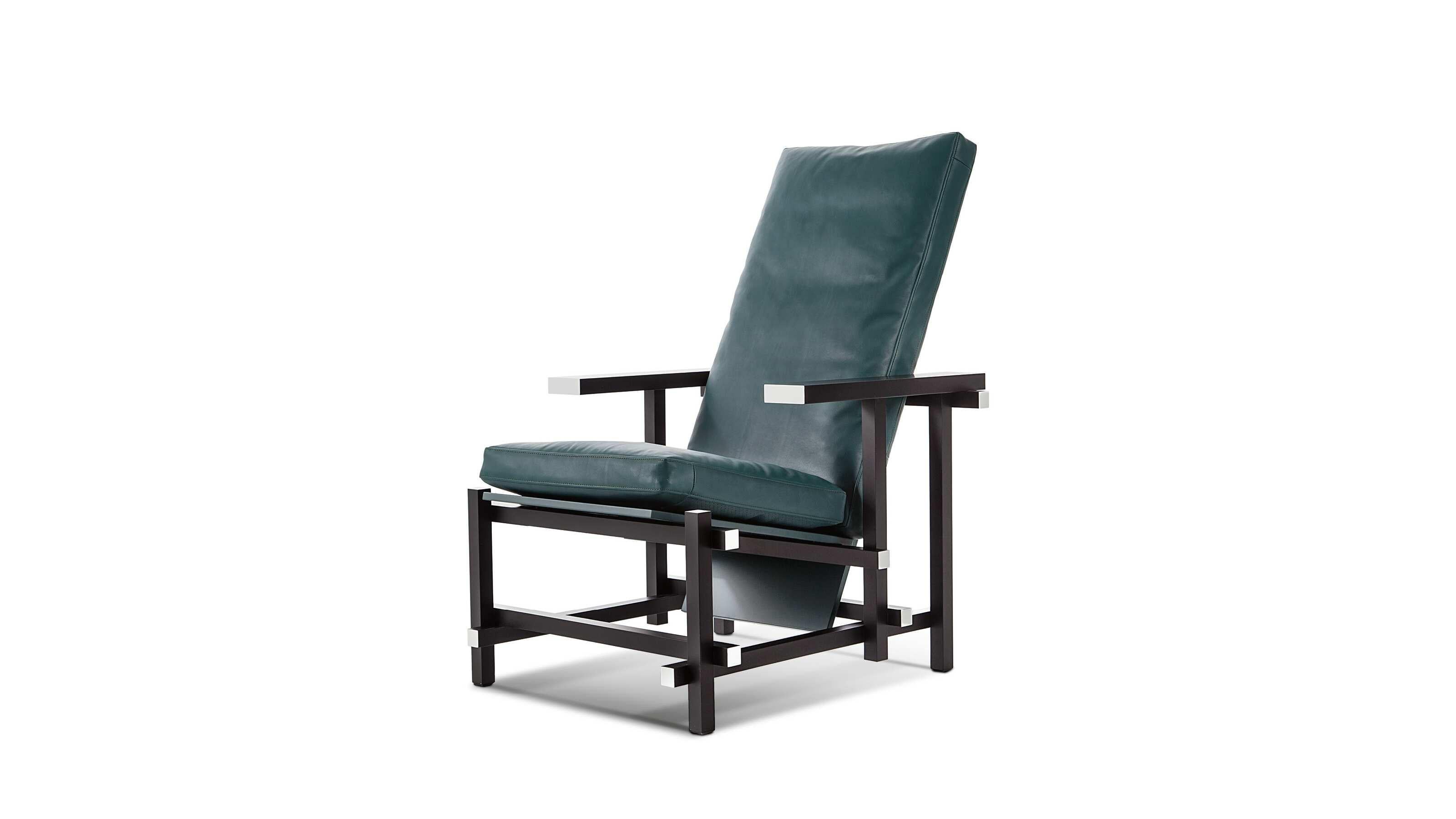 Laque Fauteuil noir, rouge et bleu de Gerrit Thomas Rietveld pour Cassina en vente