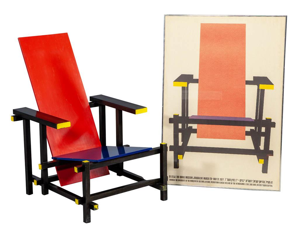 Wood Gerrit Thomas Rietveld De Stijl Armchair Red and Blue by Cassina
