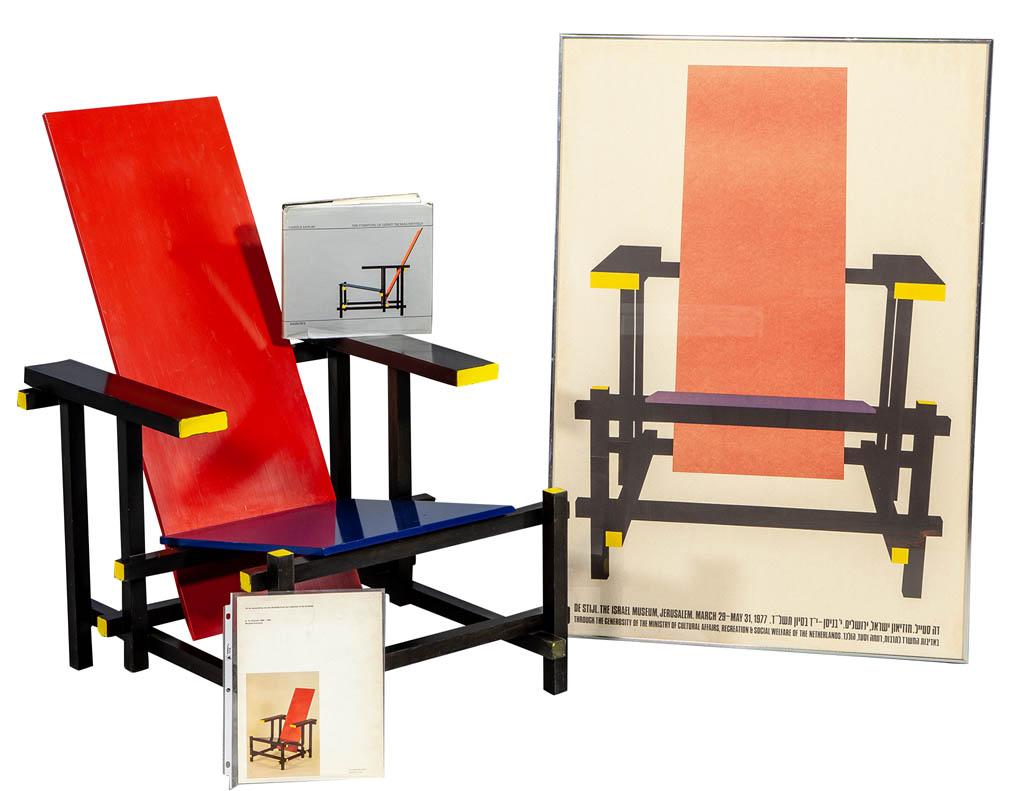 Gerrit Thomas Rietveld De Stijl Armchair Red and Blue by Cassina 1
