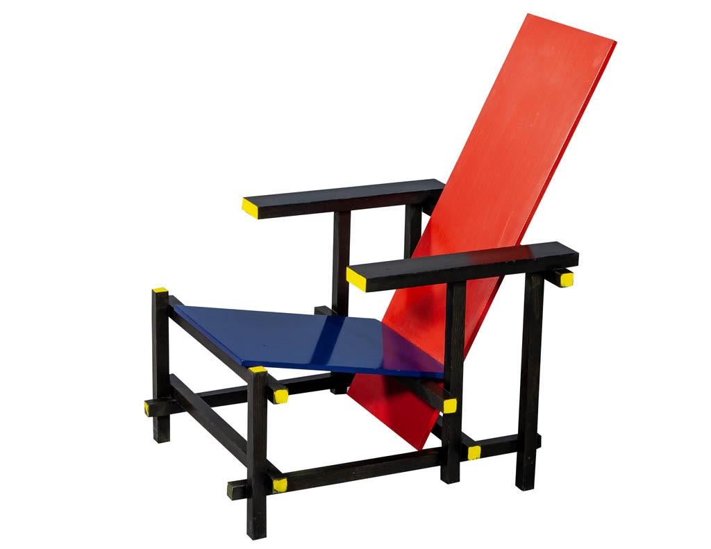 Late 20th Century Gerrit Thomas Rietveld De Stijl Armchair Red and Blue by Cassina