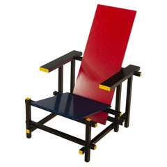 Vintage Gerrit Thomas Rietveld Red and Blu Chair for Cassina