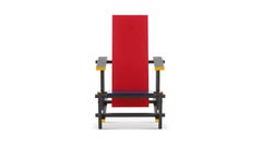 Gerrit Thomas Rietveld Red And Blue Armchair For Cassina