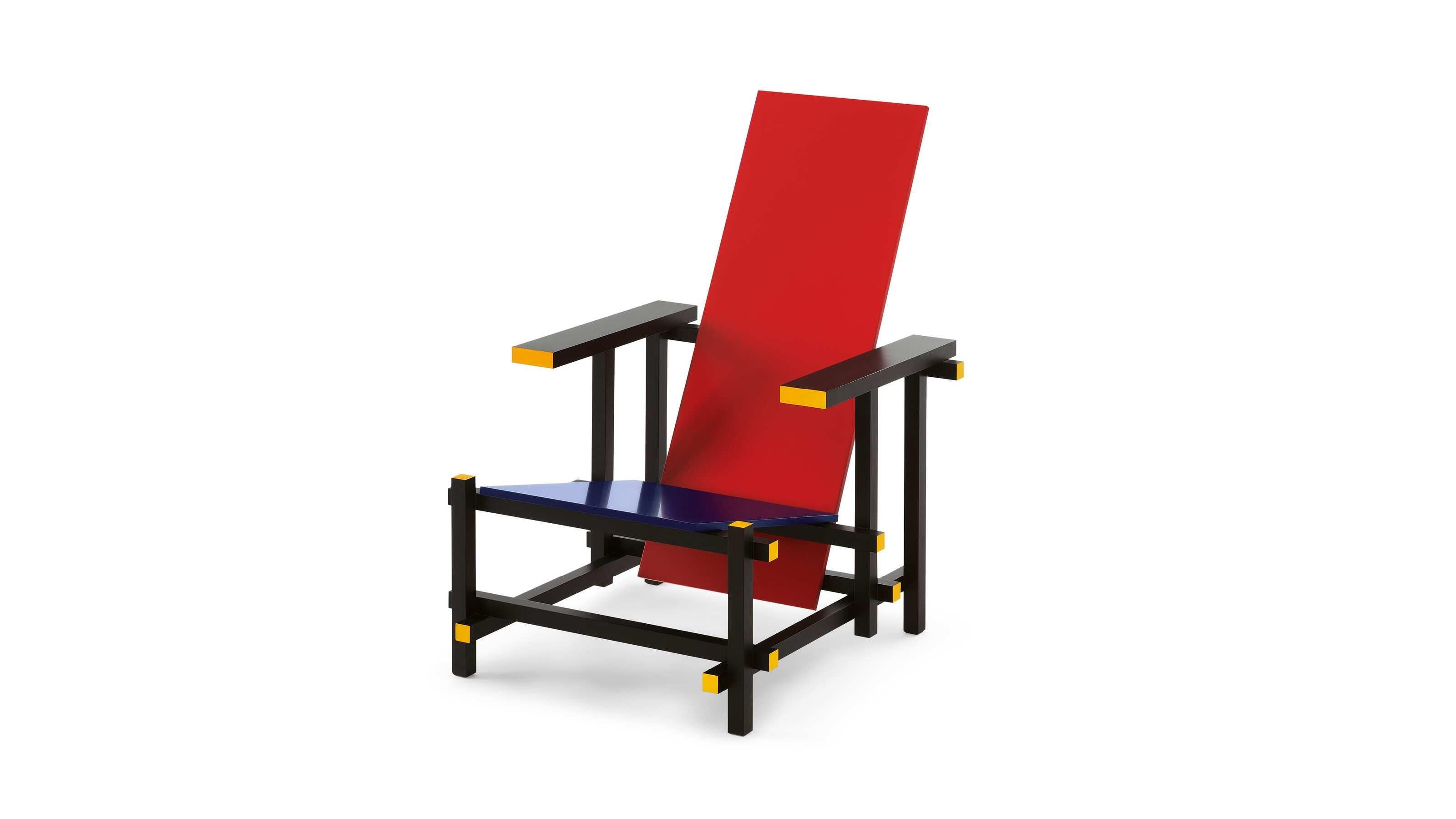 Contemporary Gerrit Thomas Rietveld Red And Blue Armchair For Cassina For Sale