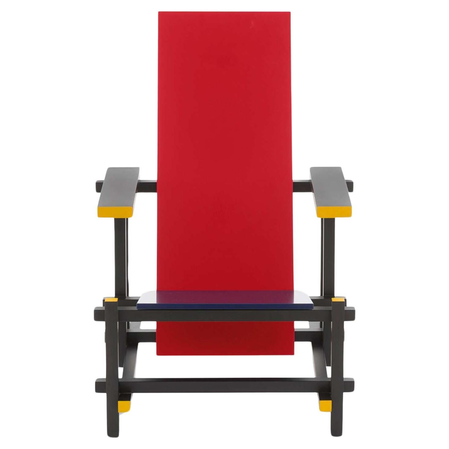 Gerrit Thomas Rietveld Red And Blue Armchair For Cassina For Sale