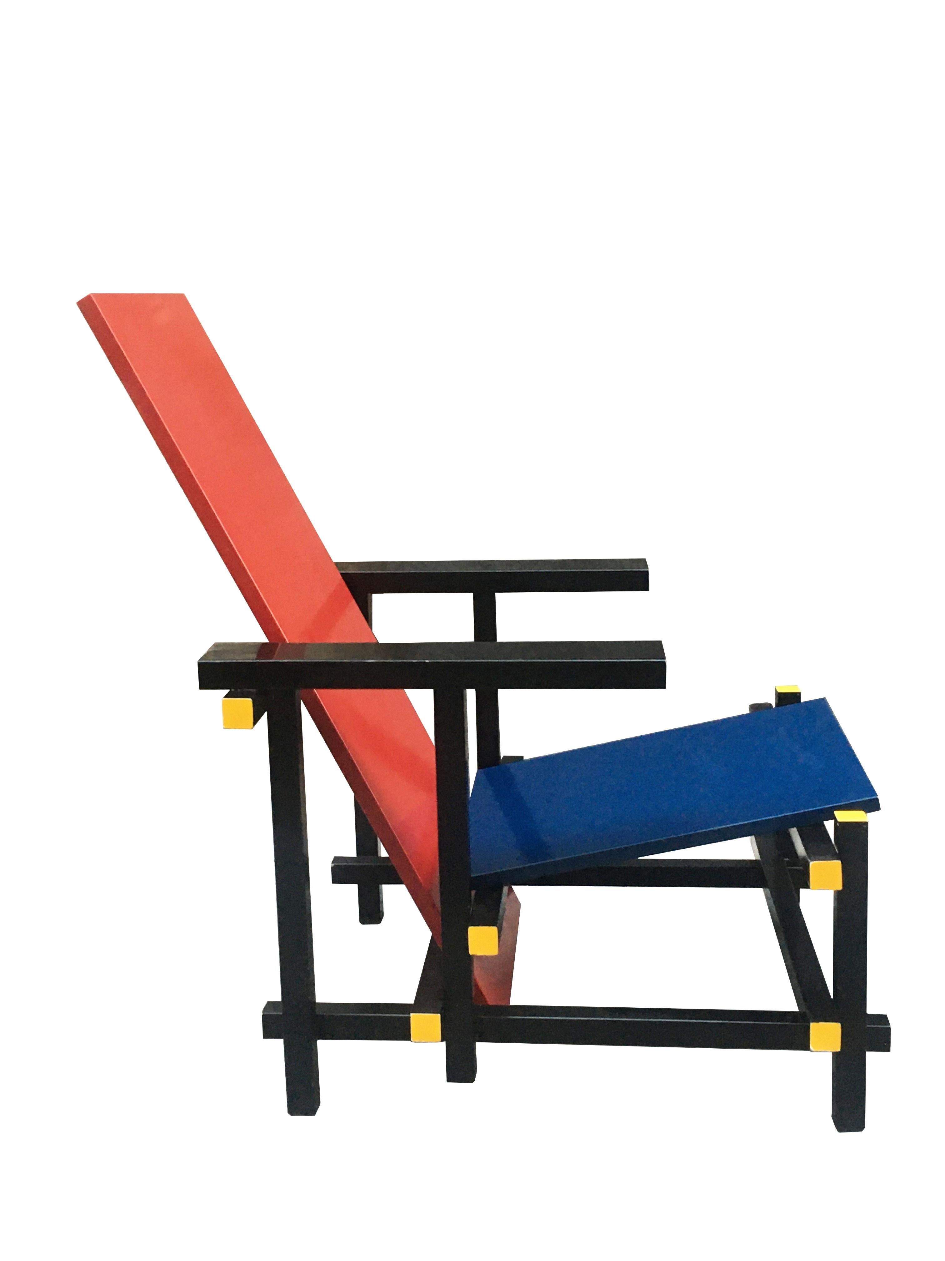 Mid-Century Modern Gerrit Thomas Rietveld Red Blue Chair Gerard van de Groenekan, 1966