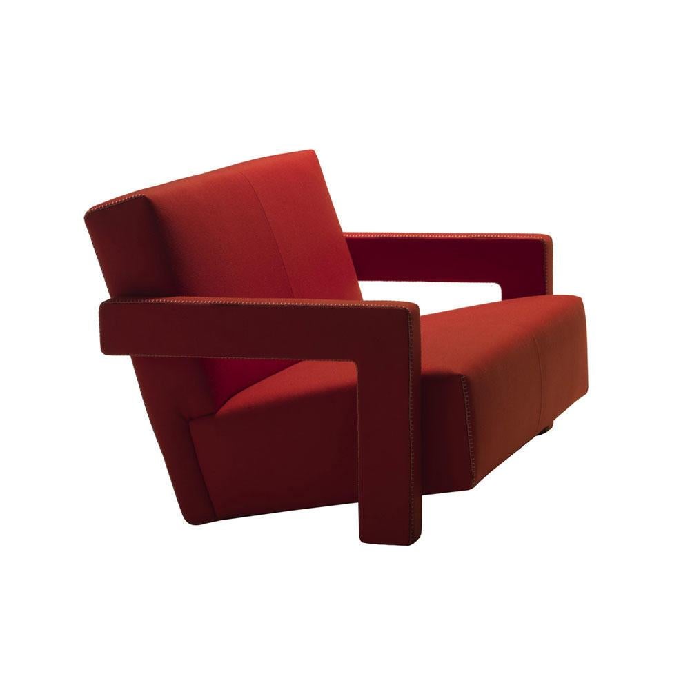 Mid-Century Modern Gerrit Thomas Rietveld Red Wide Utrech Armchair by Cassina For Sale