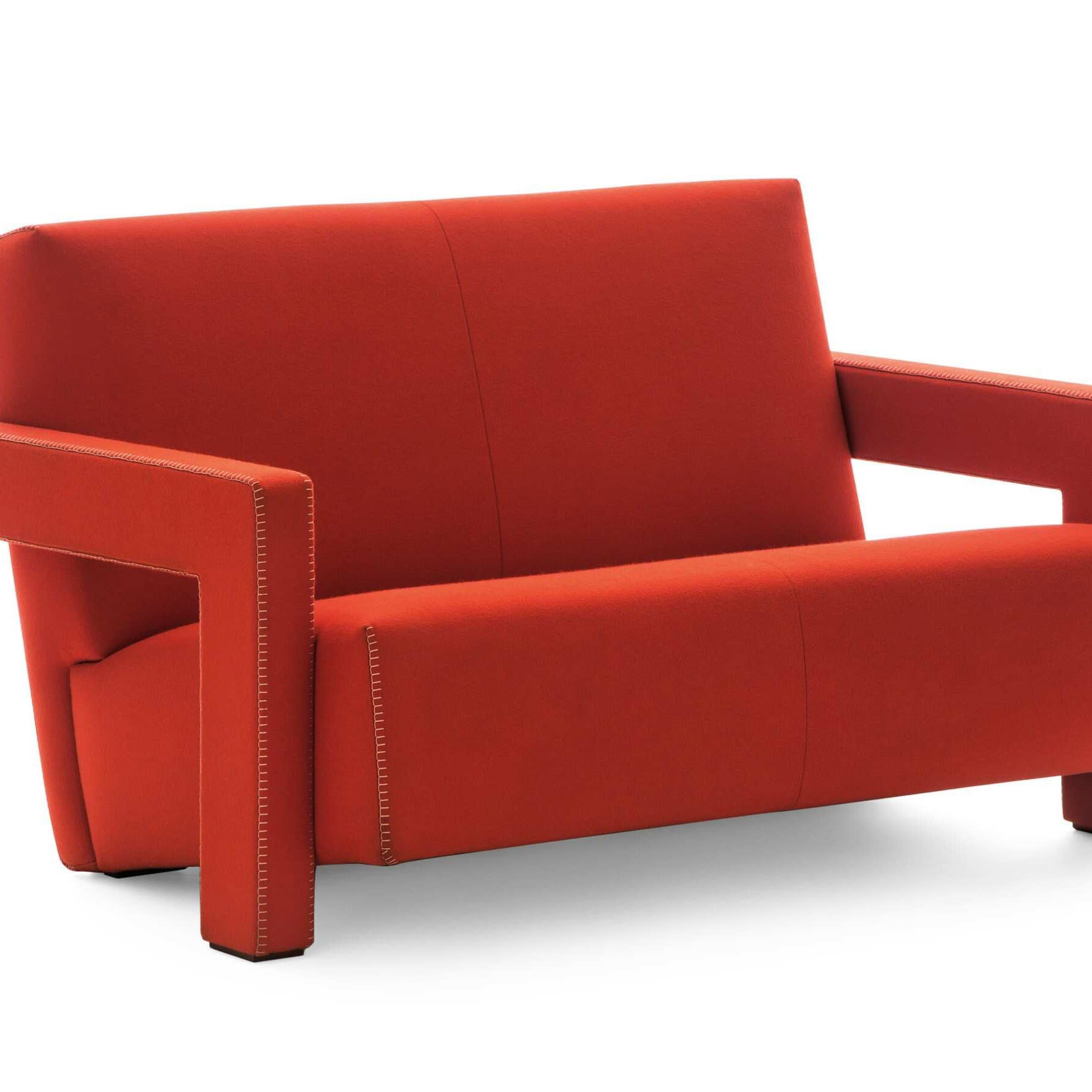 Italian Gerrit Thomas Rietveld Red Wide Utrech Armchair by Cassina For Sale