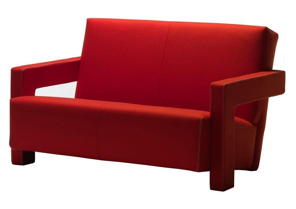 Gerrit Thomas Rietveld Red Wide Utrech Armchair by Cassina In New Condition For Sale In Barcelona, Barcelona