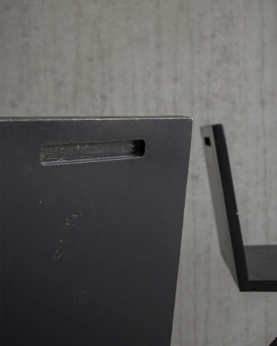 De Stijl Gerrit Thomas Rietveld, Zigzag Chair, Black, From the Rietveld Academy