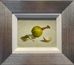 Kastanjes in Bolster met Blad Chestnut Still Life Oil Painting Panel In Stock 