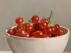 Rode Besjes in Kom Red Currants in Bowl Oil Painting  Panel Still Life In Stock