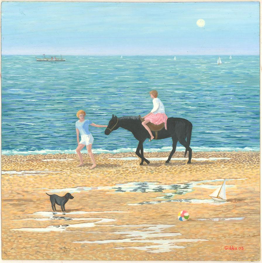 Gerry B. Gibbs - 2005 Oil, Donkey Ride on the Beach For Sale 1