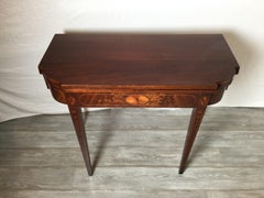 A Mid 19th Century Hepplewhite Mahogany Inlaid Game Console Table